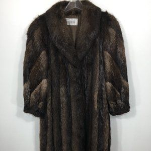 Classic BEAVER fur coat dark brown Women's Medium jacket 572